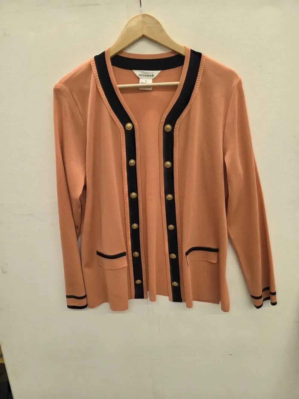 Misook Orange Black knit cardigan jacket Size Large